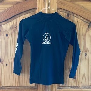 Men Volcom black white UPF 50 Anti-UV long sleeve sun shirt rash guard - size S
